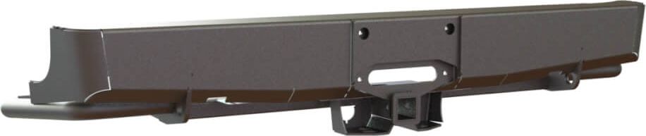 Бампер силовой STC задний для Toyota Hilux VIII 2015-2026 с квадратом под фаркоп и площадкой под лебедку. Артикул STC-TH15-BR-W