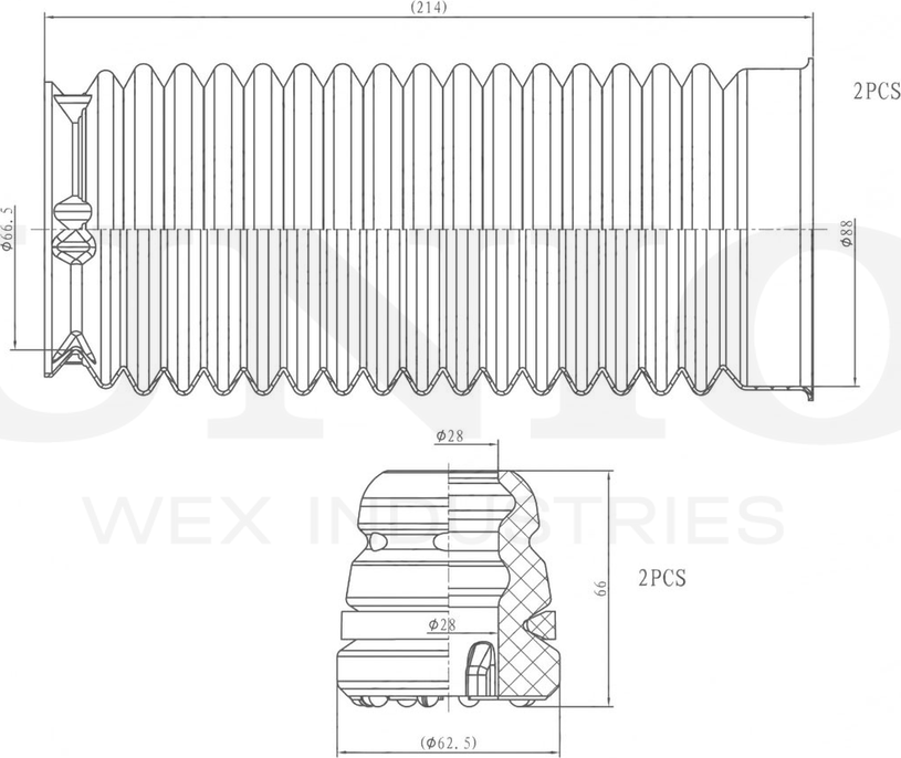 Отбойник и пыльник амортизатора, комплект (Unio). Артикул DUC-50084