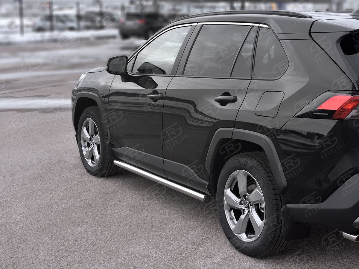 Защита порогов RusStal труба d63 (вариант 2) для Toyota RAV4 V 2019-2026. Артикул TR4T-0033662