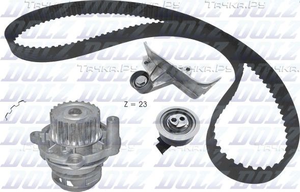 Помпа (водяной насос) с комплектом ремня ГРМ Dolz для Volkswagen Passat B5 2001-2005. Артикул KD168