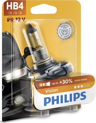 HB4 12V- 55W (P22d) ( +30% света) Vision (Premium) блистер (1шт.) Philips Vision. Артикул 9006PRB1