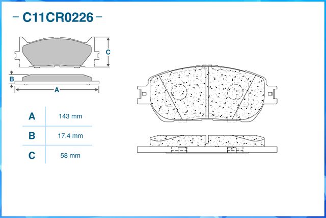 Колодки тормозные передние (Cworks). Артикул C11CR0226