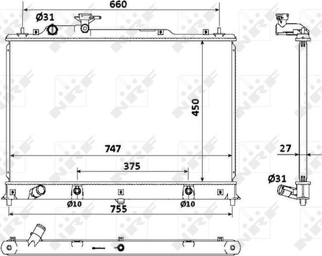 Радиатор охлаждения двигателя NRF для Mazda CX-7 I 2006-2013. Артикул 53904