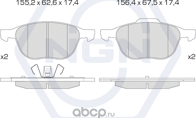 Колодки тормозные керамические, передние (NGN). Артикул 3501255