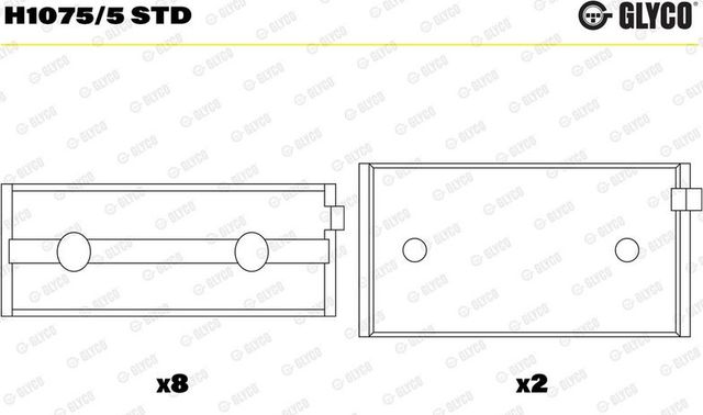 Вкладыши коренные Glyco для Fiat Tipo 160 1987-1995. Артикул H1075/5 STD