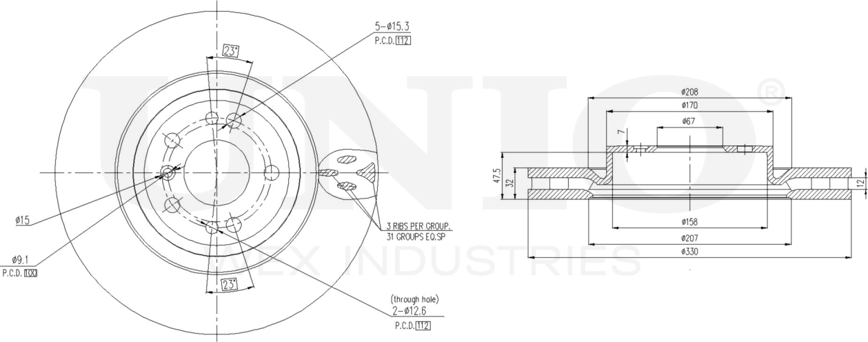 Диск тормозной (Unio). Артикул BRD-20575