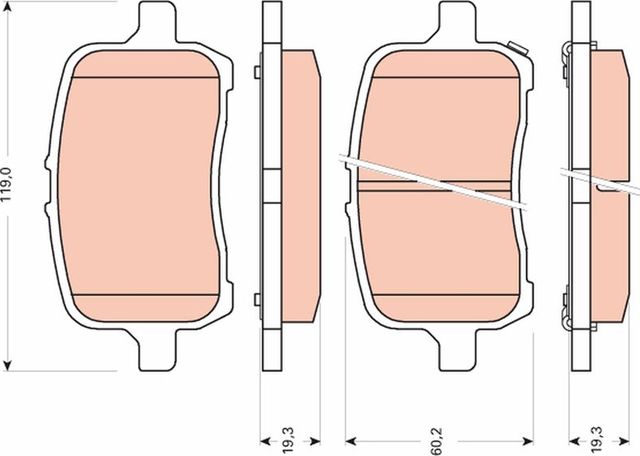 Тормозные колодки TRW передние для Chevrolet HHR 2007-2011. Артикул GDB1755