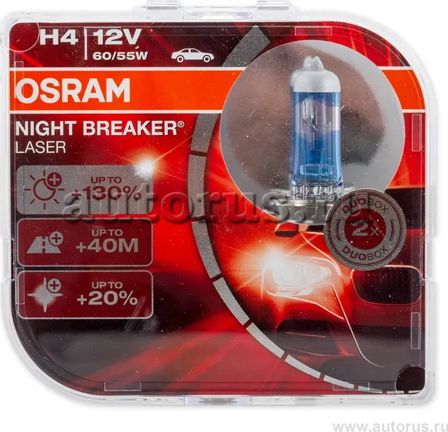 "ЛАМПА H4 60/55W 12V P43T NIGHT BREAKER LASER (ПЛАСТИКОВЫЙ БОКС 2 ШТ)" (Osram). Артикул 64193NBLHCB