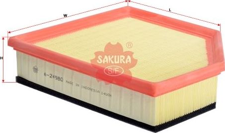 Воздушный фильтр Sakura для Volvo XC60 I 2008-2017. Артикул A-24980