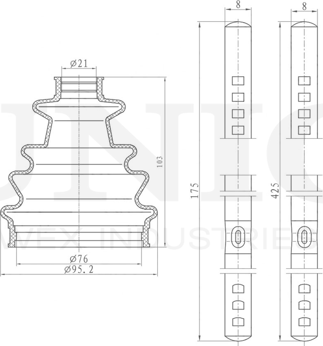 Пыльник ШРУС, комплект (Unio). Артикул DUC-30130K