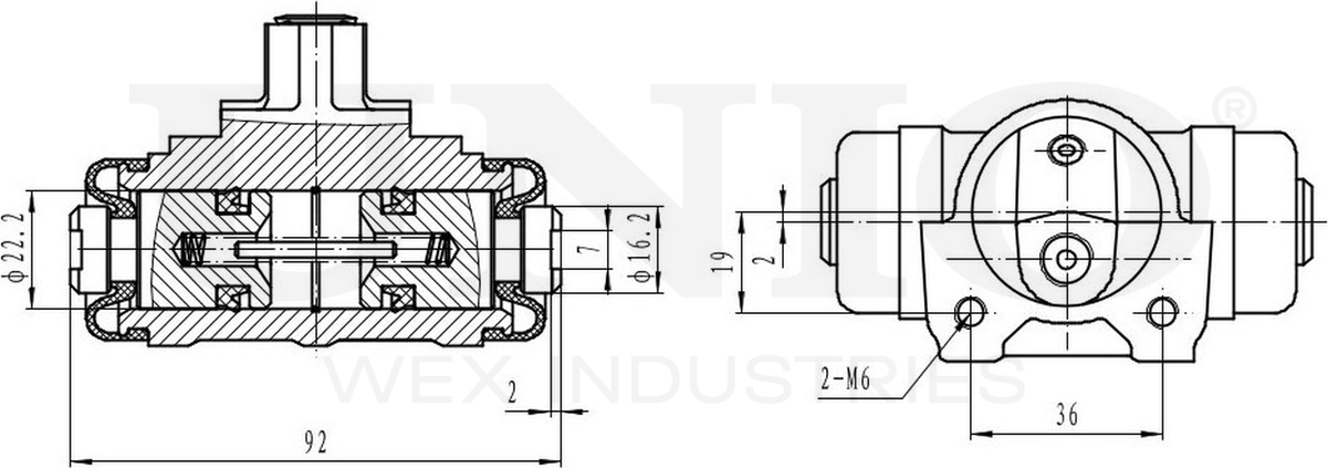 Цилиндр тормозной рабочий (Unio). Артикул BRC-20565