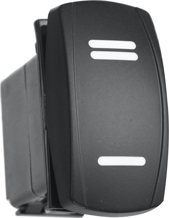 Переключатель РИФ включения/выключения/включения ДВЕ ЛИНИИ с белой подсветкой. Артикул RIF22-1-1503900