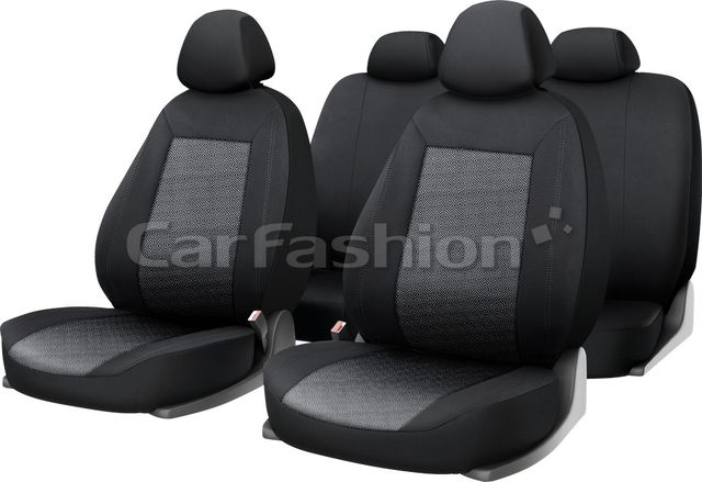 Чехлы универсальные CarFashion Jacquard на сидения авто, цвет Серый/Черный/Серый. Артикул 10124