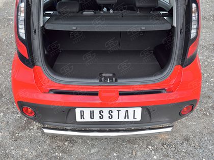 Накладка RusStal на задний бампер (лист нерж зеркальный) для Kia Soul II 2017-2019. Артикул KSON-002760