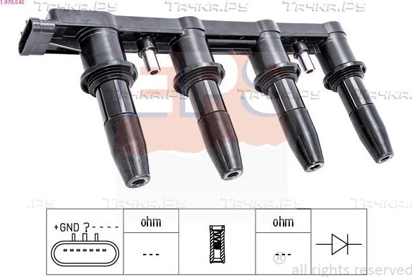 Катушка зажигания EPS OE Equivalent для Opel Astra J 2009-2017. Артикул 1.970.545