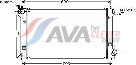 Радиатор охлаждения двигателя AVA. Артикул TOA2386