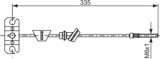 Трос ручника (тросик ручного тормоза) Bosch передний для Kia Sportage I 1997-2003. Артикул 1 987 482 225