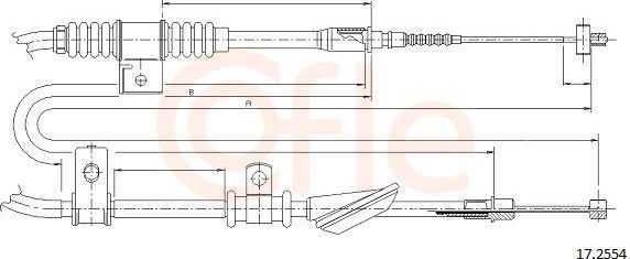 Трос ручника (тросик ручного тормоза) Cofle. Артикул 17.2554