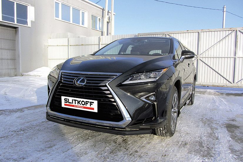 Защита Slitkoff переднего бампера d57 для Lexus RX350 IV 2015-2026 Черная. Артикул LRX15-002B