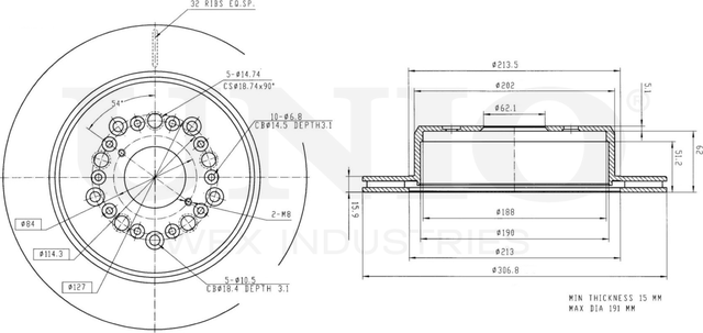 Диск тормозной (Unio). Артикул BRD-20432