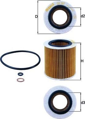 Масляный фильтр Mahle для BMW 5 VI (F10/F11/F07) 2009-2017. Артикул OX 387D