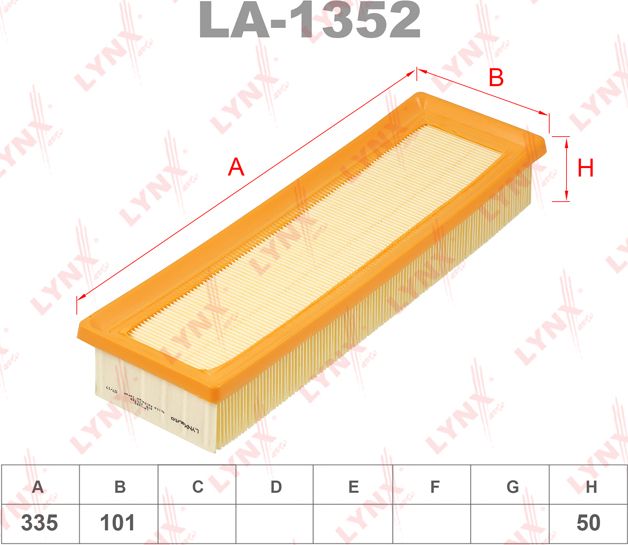 Воздушный фильтр LYNXauto. Артикул LA-1352