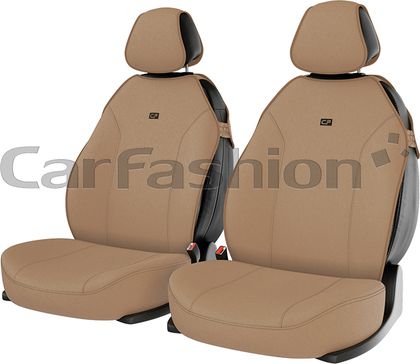 Накидки универсальные CarFashion Bingo на передние сидения авто, цвет Бежевый/Бежевый/Бежевый/LOGO черный. Артикул 21012