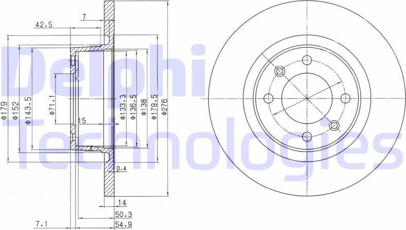 Тормозной диск Delphi. Артикул BG3621