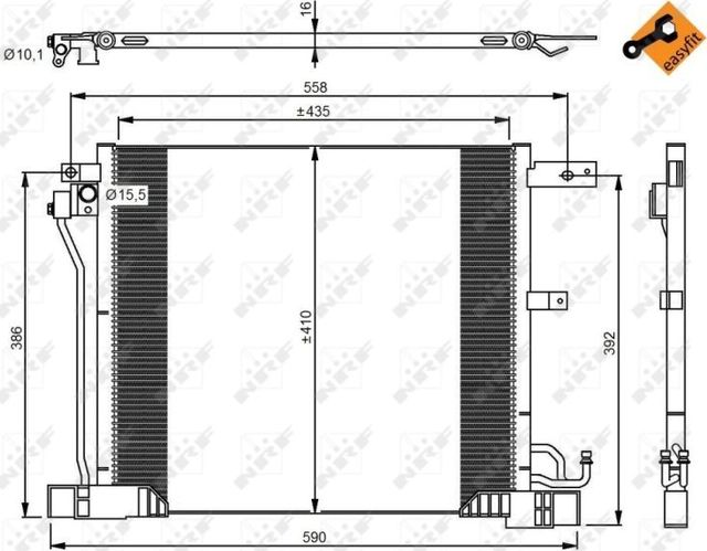 Радиатор кондиционера (конденсатор) NRF (алюминий). Артикул 350040