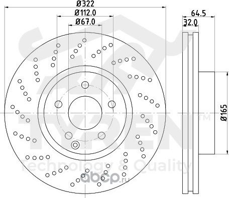 Тормозной диск (Tyren). Артикул TYR1021991