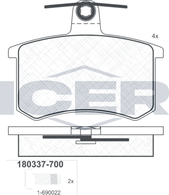 Тормозные колодки Icer. Артикул 180337-700