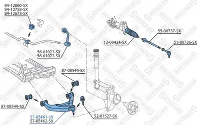 Поперечный рычаг Stellox левый нижний для Volkswagen LT II 1996-2006. Артикул 57-05461-SX