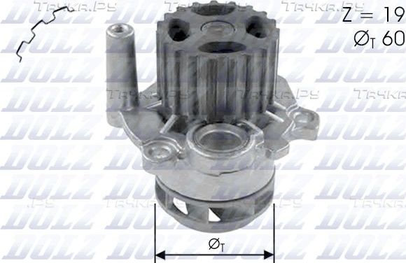 Помпа (водяной насос) Dolz для Skoda Fabia I 1999-2002. Артикул A197