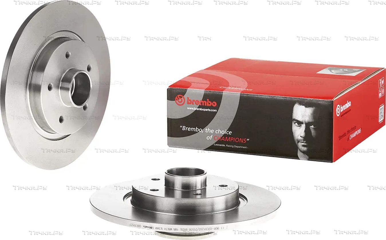 Тормозной диск Brembo PRIME LINE - With Bearing Kit задний для Renault Kangoo II 2010-2026. Артикул 08.B395.27