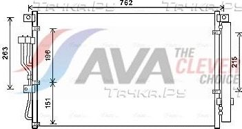 Радиатор кондиционера (конденсатор) AVA (алюминий). Артикул HY5345D