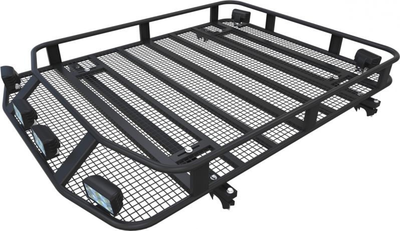 Багажник экспедиционный Podgotoffka 1600х1200х150 мм с сеткой и креплением на рейлинги для Chevrolet Niva. Артикул PGT-B.01.05