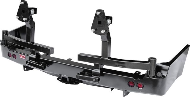 Бампер силовой РИФ задний с квадратом под фаркоп, 2-мя калитками и фонарями для Toyota Land Cruiser 105 1998-2007. Артикул RIF105-21122