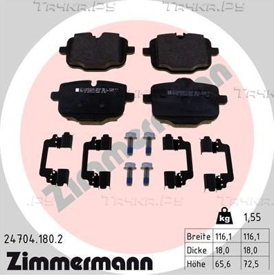 Тормозные колодки Zimmermann задние для BMW 6 IV (G32) 2017-2026. Артикул 24704.180.2