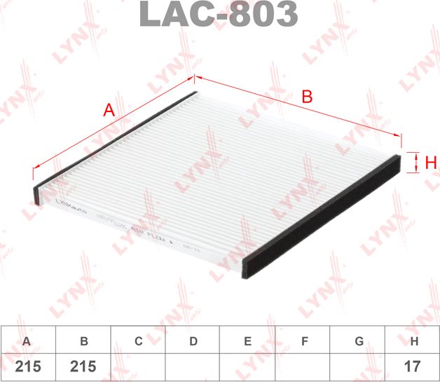 Салонный фильтр LYNXauto. Артикул LAC-803