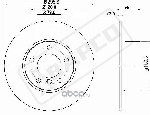 Диск тормозной вентилируемый пер. BMW 520d, 520i, 523i, 525 td, 525i, (Bapco) Bapco. Артикул BD0115