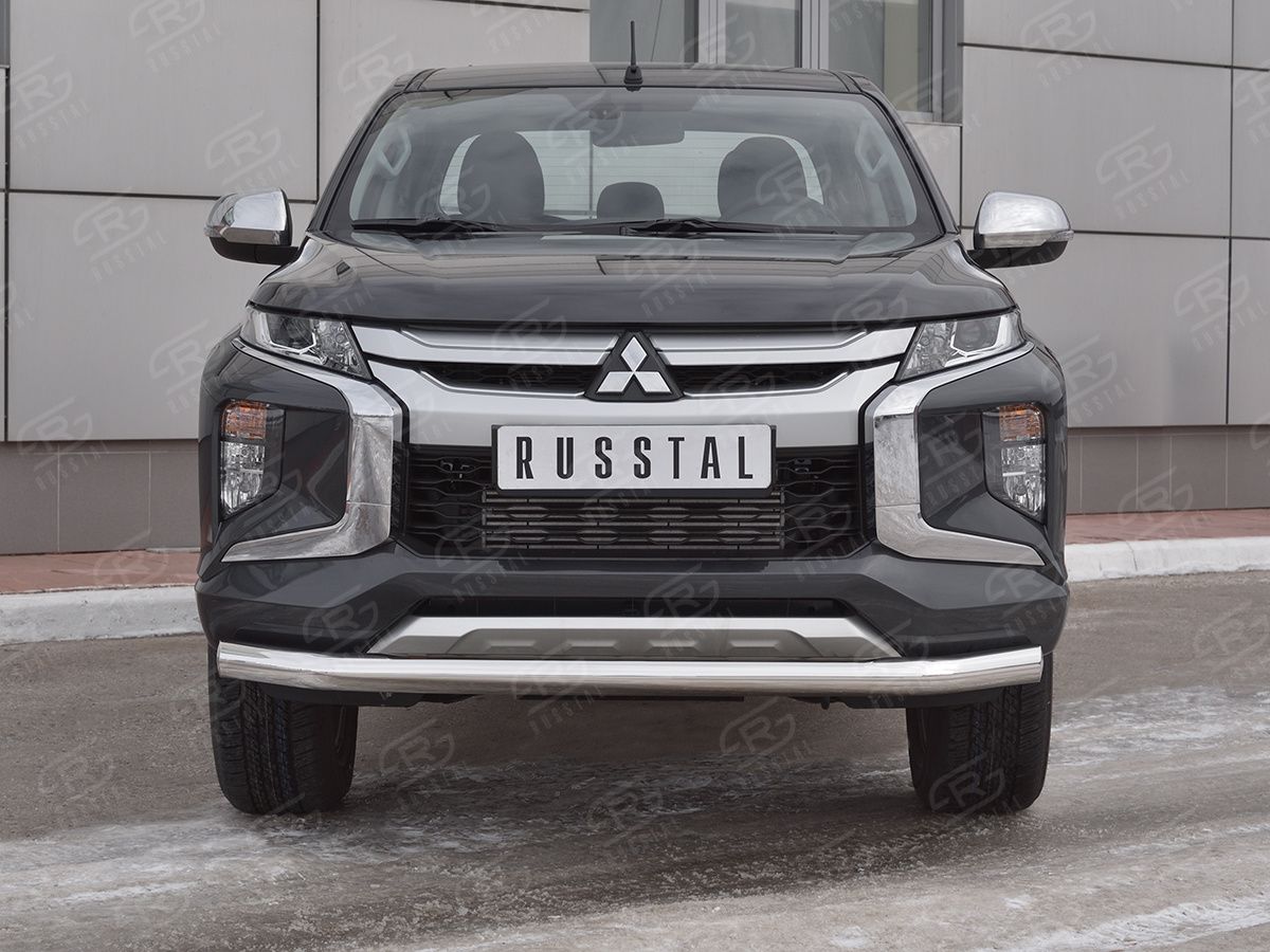 Защита RusStal переднего бампера d76 секции для Mitsubishi L200 V рестайлинг 2018-2026. Артикул ML2Z-003264