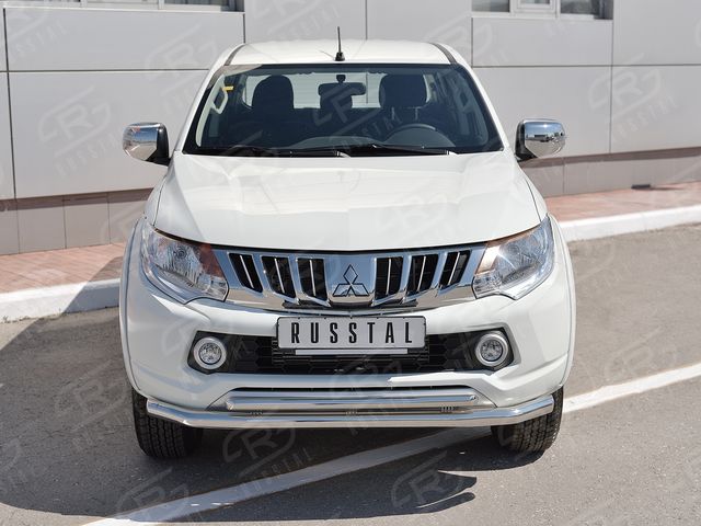 Защита RusStal переднего d63 секция-d42 дуга с декором для Mitsubishi L200 V 2015-2019. Артикул ML2Z-002246