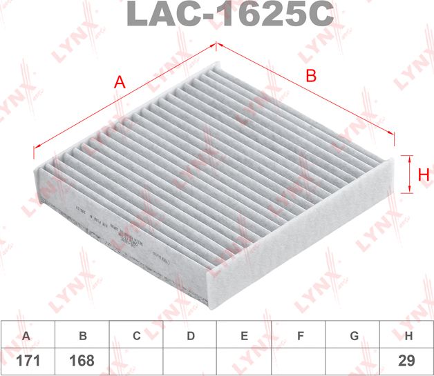 Салонный фильтр LYNXauto. Артикул LAC-1625C