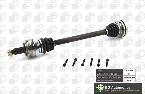 Полуось (привод в сборе, приводной вал) BGA задняя левая для BMW 3 IV (E46) 1997-2007. Артикул DS0912L