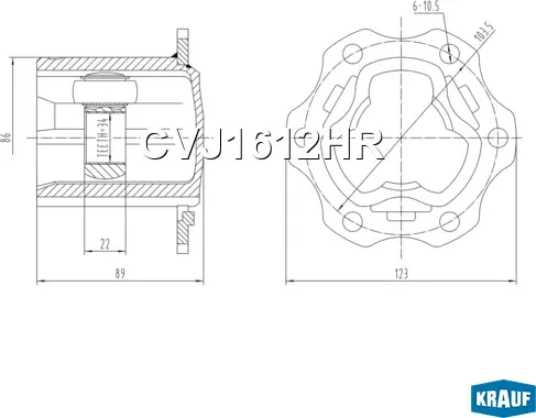 ШРУС внутренний (Krauf). Артикул CVJ1612HR