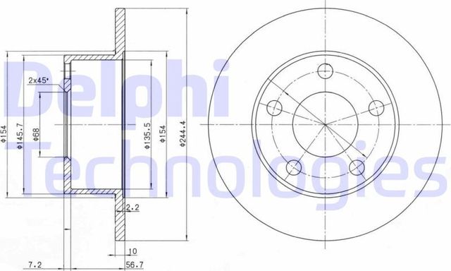 Тормозной диск Delphi задний для Audi A6 I (C4) 1994-1997. Артикул BG2746