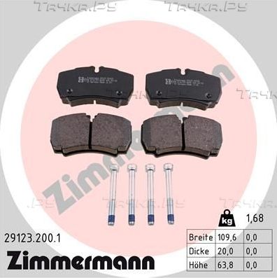 Тормозные колодки Zimmermann задние для IVECO Daily III 1999-2007. Артикул 29123.200.1