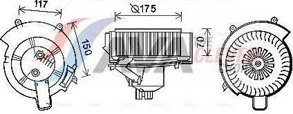 Вентилятор, мотор печки (отопителя) салона AVA. Артикул OL8646