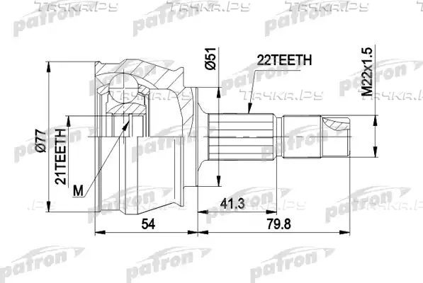 Шрус наружный (граната) Patron для Lancia Musa I 2004-2012. Артикул PCV1296