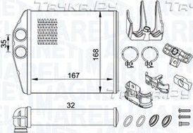Радиатор отопителя (печки) Magneti Marelli для Opel Corsa C 2000-2009. Артикул 350218419000